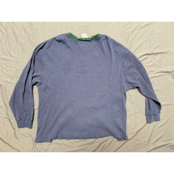 Vtg Men’s XXL 90’s Disney Goofy Thermal Henley Embroidered Navy Blue Vintage - Picture 2 of 13